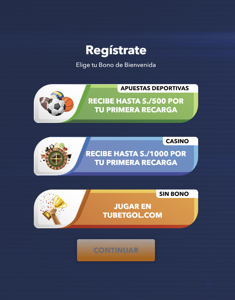 RegÃ­strate Elige tu Bono de Bienvenida